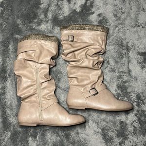 Tan slouch booties